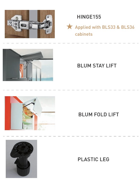 BLUM lifts, specialty hinges & legs